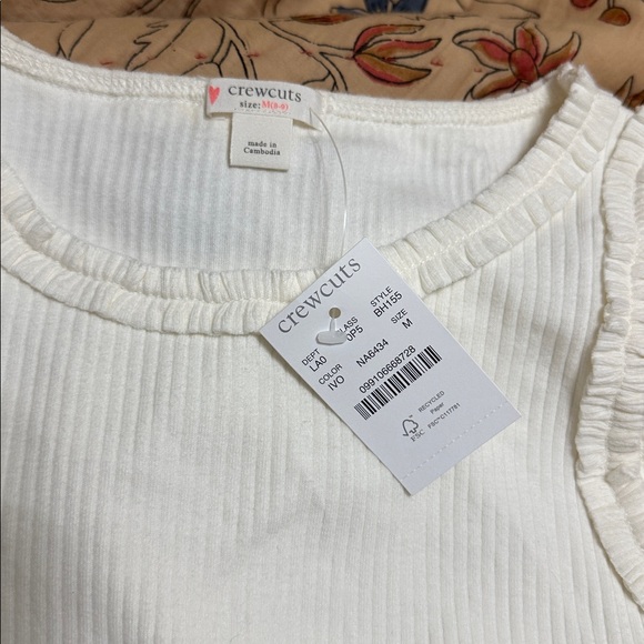 NWT Crewcuts Girls Ivory Ruffle Tank Top Medium - Picture 2 of 4